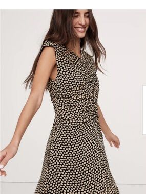 Banana Republic Black Mini Dress with Cream Dot Print